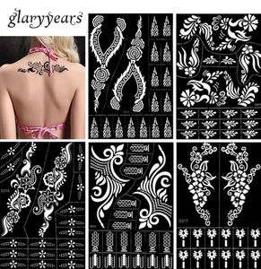 Whole30 Designs 1 Stück großer Henna Schablone Hohlflug Airbrush Farbvorlage sexy Frauen Make -up Körperkunst Tattoo Schablone Temporar9023086