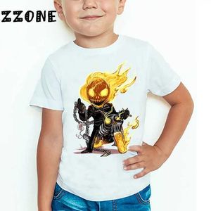 T-Shirts Childrens Movie Ghost Knight Cartoon gedrucktes lustiges T-Shirt Baby und Mädchen Sommer kurzärmelig Top Childrens Casual T-Shirt HKP5197L2405