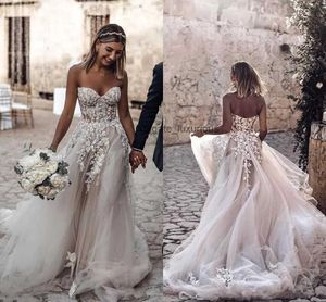 Apliques florais 3D de estilo country de tamanho robusto vestidos de noiva Bohemian Bridal GOWNS PARA BRIDES ROBE DE BC2024