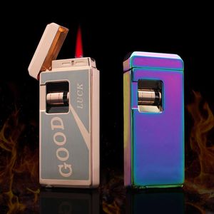 Cl Iatable WindProof Lighter Red Flameパーソナライズされたスライディングローラーイグニッション屋外メタル喫煙卸売