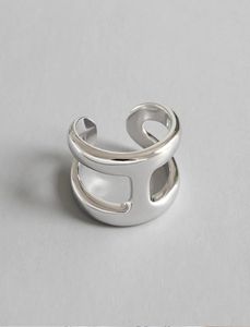 925 argento sterling molto semplice Doppio h luching Hening anello regolabile ad anello regolabile Lady039S Accessori ad anello geometrico semplice 8792803