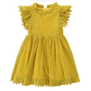Sukienki dziewczynki sukienki z Koronkową pustą sukienką dla dzieci sukienki ślubne Rufle Sleeve Kid Party Księżniczka Elegancka kostium ubrania dla niemowląt Autumn A477