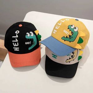 Caps Hats Baby Baseball Hat Boys and Girls Cartoon Dinosaur Childrens Ajustável Sunshade Sunshade Hat verão Botão de bebê Hat 1-4Y D240509