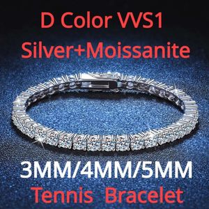 Real 3mm D VVS Moissanite Tennis Armband passerar diamant glittrande test solid s smycken bröllop kvinnor gåva