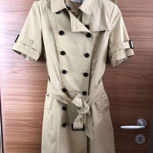 Het klassiker! Kvinnor Fashion England Summer kortärmad klänning Trenchrock/Högkvalitativ märkesdesign Double Breasted Trench Coat/Cotton Tyg Size S-XXXXXL