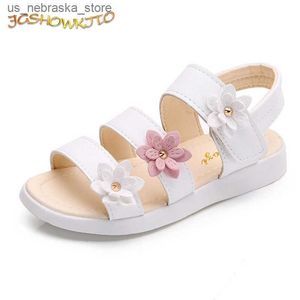 Slipper Girls Sandals Gladiator Flower Sweet Moft Childrens Beach Shoes Summer Princess Fashion Cute High Quality Q240409