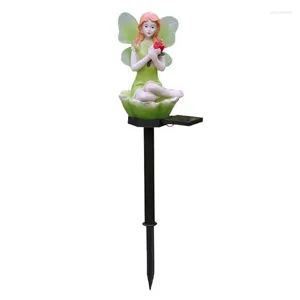 Angel Yard Stake Solar Powered Fairy Lights Family Memorial Lawn Lampe Intelligente Blume für Grabdekoration