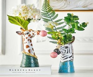 Resina plantas suculentas plantador de flores vasos de vasos de cesto de desenho animado de animal para decoração de casa 2202104148825