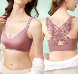 Bras för kvinnor Wirefree Crop Tops Latex Padded Push Up Vest Sexig Butterfly Beauty Back Female Tupe Top Ps Size Soft Bra XXXL7470596