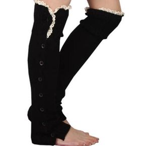 Spetssknapp ner benvärmare balettdans uppvärmning stickad byte gaiters boot manschetter strump strumpor boot täcker leggings tight 36536898016
