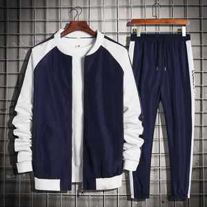 Mens Tracksuits Brand Men Sets Casual Zipper Tracksuit Spring Autumn Solid Splice Set Jacketpants Sports Suit Streetwear Hip Hop F3GH