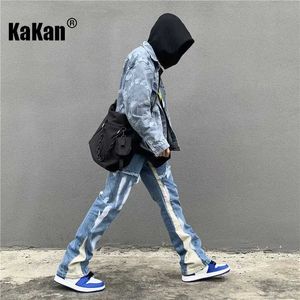 Herren Jeans Kakan High Street New Wash Spotted Tinte Patchwork Jeans Personalisiert gerade losen Mini langen K027-G2490 Q240509