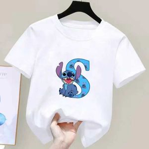 T-Shirts Nähen T-Shirt Kinderbuchstaben A B C D Name Kombination Kawaii Anime T-Shirt Cartoon Freizeitkleidung T-Shirt Childrens Girl Boys Topl2405