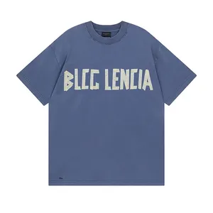 T-shirt estate blcg lencia unisex da uomo maglietta vintage femminile oversize oversize pesante 100% in tessuto di cotone fattura di top taglie forti magliette bg30384