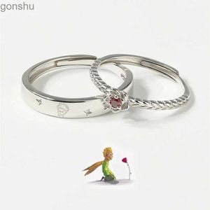 Para pierścieni Mały Prince i Rose Cartoon Para Pierścień Unisex odgrywanie regulowanego otwartego zestawu pierścieniowego Akcesoria biżuterii WX WX