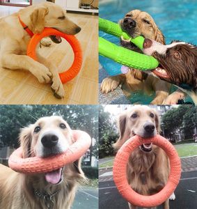 ビッグドッグ用の新しい犬のおもちゃevaインタラクティブトレーニングリング犬用の抵抗性空飛ぶディスクbite ring toy for sma1122893