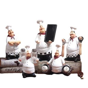 1PC Retro Chef Model Ornament Crafts Mini Chef Figurines White Top Hat Gotowanie Dekoratu domu 240508