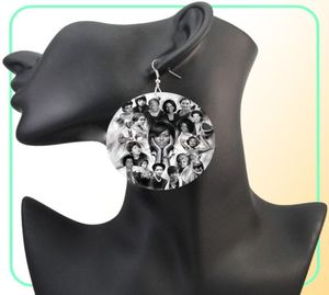 Somesoor alias Black History Leaders Målade afrikanska trä droppörhängen Obama Mandela Michelle Design Pendant Ear Dangle Jewelry3907611