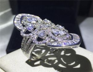 Vecalon Luxury Barroce Court Style Ring 925 Sterling Silver 5A Zircão CZ CZ Anéis de casamento para homens Men Men Finger Ring5104149