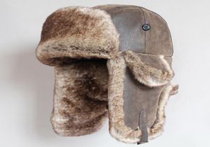 Winter Bomber Hats Vintage Russian Ushanka Caps Men Women Faux Fur Trapper Hat PU Leather Wind Proof Earflap Trooper Hats T1910225410687