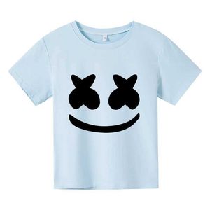 T-Shirts Leisure T-Shirt Top Kurzschlärmmodische modische Sommerjungen und Mädchen Baumwolle Rundhals T-Shirt-Druck geeignet für Kinder im Alter von 3-12L240509