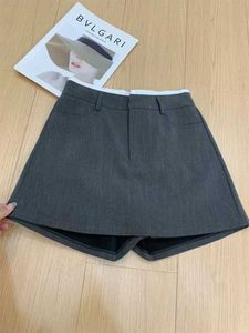 Women's Shorts High Quality Grey Suit Skirt Womens Vintage Classical Office Lady Cozy High Waist A-Line Skirt All-Match Formal Occasion Ins Y240504