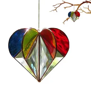 Dekorativa figurer Heart Sun Catchers Inomhusfönster Fiberglas Garden Valentine's Decor Ornament för sovrumsbröllop 3D handgjorda