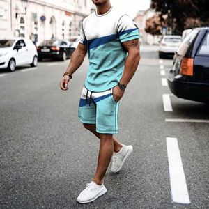 Herrspårar Summer Fashion Luxury Brand Mens Sportswear T-Shirt+Shorts Tvådelt Jogging Sports Casual Set Stylar för män T240507
