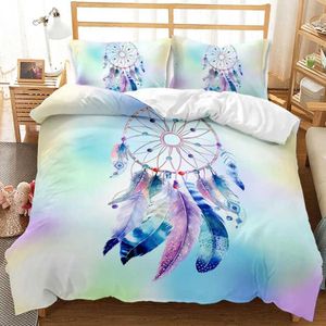 Bedding sets Dream Catcher Duvet Cover Set Womens Extra Large Cute Feather Polyester Comfortable Cover Set 3D Printed Bohemian Style J240507