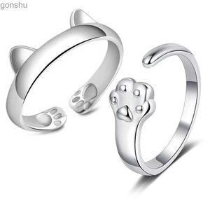 Casal Rings Cyj European S925 Sterling Silver Smooth Cat Paw Impresso Casal Ring Ring Ajusta Ajusta de festa de casamento Jóias WX