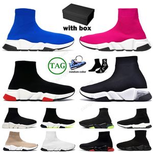 Fashion Shoes Designer Women Sock Men Speeds Graffiti White Black Red Beige Pink Clear Sole Lace-up Neon Yellow Socks Speed Trainers Flat Platform Sneakers Casual