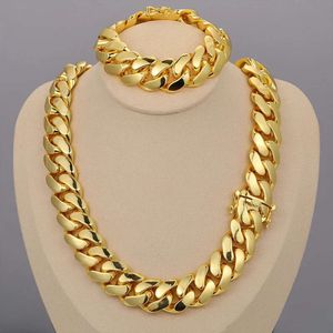 Grimal 20mm Real Gold Plated Custom Solid Cuban Miami Cuban Link Chain Necklace For Men