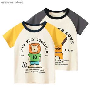 T-shirts tecknad djur t-shirt pojkar 2024 sommar barns korta ärm t-shirt bomull pojkar kläder lejon barns topp direkt fraktl2405