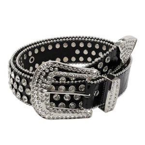 Trendy Crystal Rhinestone Leather Belt for Women Luxury Silver Bead Cowgirl Cowboy Strass Belts Bling Ceinture Strap Waistband X0726 288q