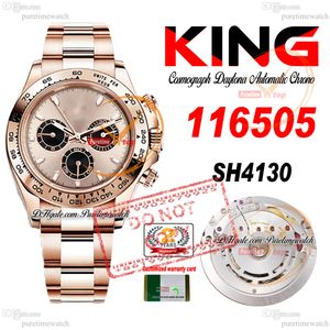 SALE 116505 SA4130 Automatic Chronograph Mens Watch KING Rose Gold Black Stick Dial 904L Oystesteel Bracelet 72H Power Reserv Super Edition Reloj Puretime PTRX e5