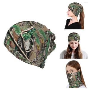 Berets Real Tree Camouflage Camo Pattern Skullies Beanies Caps Men Women UV Protection Neck Gaiter Winter Bandana Scarf For Cycling