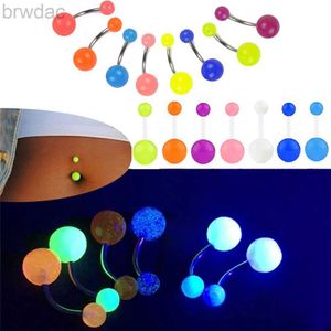 Navelringe WKOUD 1PCS/LOT Glühen im dunklen Bauchring Damen Mode Navelstangen Ringe Punk Body Piercing Ombligo Body Schmuck Farbe D240509