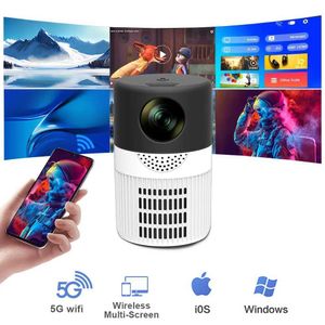 Projektörler YT400 Beyaz Cep Telefonu Akıllı Telefon WiFi Çok Ekran Programlanabilir Mini Projektör 1080p Video Mini Işın Ev Sineması Çocuk Hediye Projektör J240509