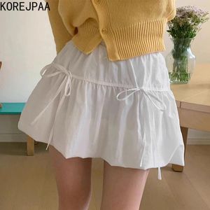 Spódnice Korejpaa Kobieta spódnica koreańska moda Summer Słodki trójwymiarowy projekt dziobowy wysoki talia Wszechstronne puszyste delikatne ubrania