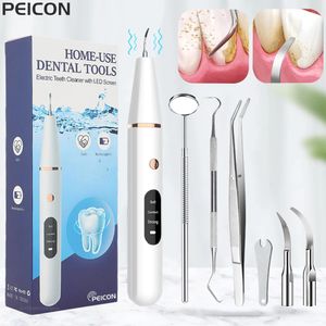 Ultrasonic Dental Scaler For Teeth Tartar Stain Tooth Calculus Remover Electric Sonic Teeth Plaque Cleaner Dental Stone Removal 240507