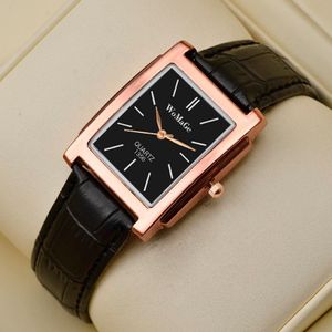 Armbandsur Womage Leather Band Montre Femme 2021 Fashion Casual Rectangle Quartz Women's Clock Ladies Watch Gift 2789