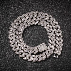 Uwin 13 mm Baguetter Cuban Chain okrągły sześcien cyrgo miami link bling pełny mrożony urok link biżuteria akcesoria dla kobiet