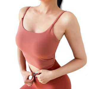 Lu Vest Summer Align Women Soft Fit Compression vadderad Sweat Fiess Tank Top Running Gym Training Workout Yoga Underwear Crop Tops