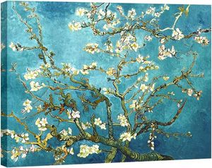 Almond Blossom Modern Framed Floral Giclee Canvas Prints By Van Gogh Famous Oil Paintings Reproduction Flowers Pictures on Canvas Wall Art Ready to Hang