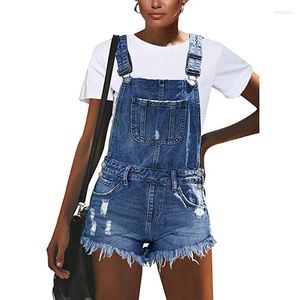 Women's Jeans Summer Women Shorts Overalls Ripped Lady Sexy Vintage Rompers Denim Pants Cross Back Strap Jumpsuit Casual Bodysuits