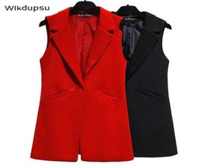 Women039s Vests Vest For Women Sleeveless Jacket Coat Long Vest Blazer Formal Work Ladies Office Vintage Slim Suit Waistcoat Fe5427916