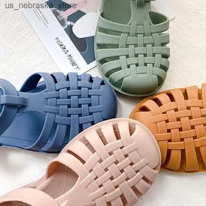 Slipper Baby Gladiator Sandals Casual Breathable Hollow Roman Shoes PVC Summer Childrens 2024 Beach Q240409