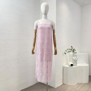 Abiti casual 2024 Summer Pink Sleevevelestres di alta qualità Sudore grazioso Donne Midi Abito