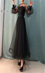 Black Ankle Length Jewel Long Sleeves Prom Dresses Vestidos De Festa In Stock s Highend Occasion Dress4094990