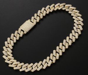 Män hiphop halsband kubansk länkkedja 1618202224Inch kubik zirkoniumsten designer halsband mens 789 tum armband 14k guld1729197109582